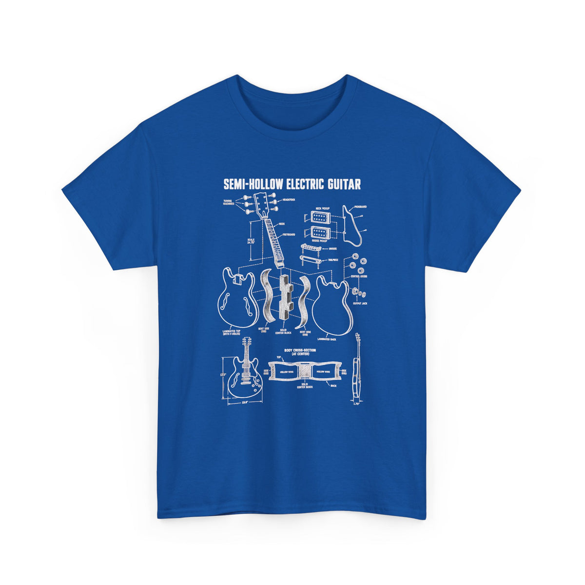 Baritone Electric Guitar Blueprint T-Shirt