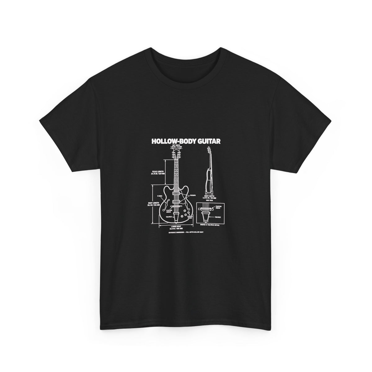 Hollow Body Guitar Blueprint T‑Shirt