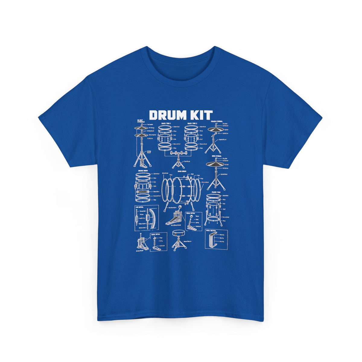 Drum Kit Blueprint T-Shirt