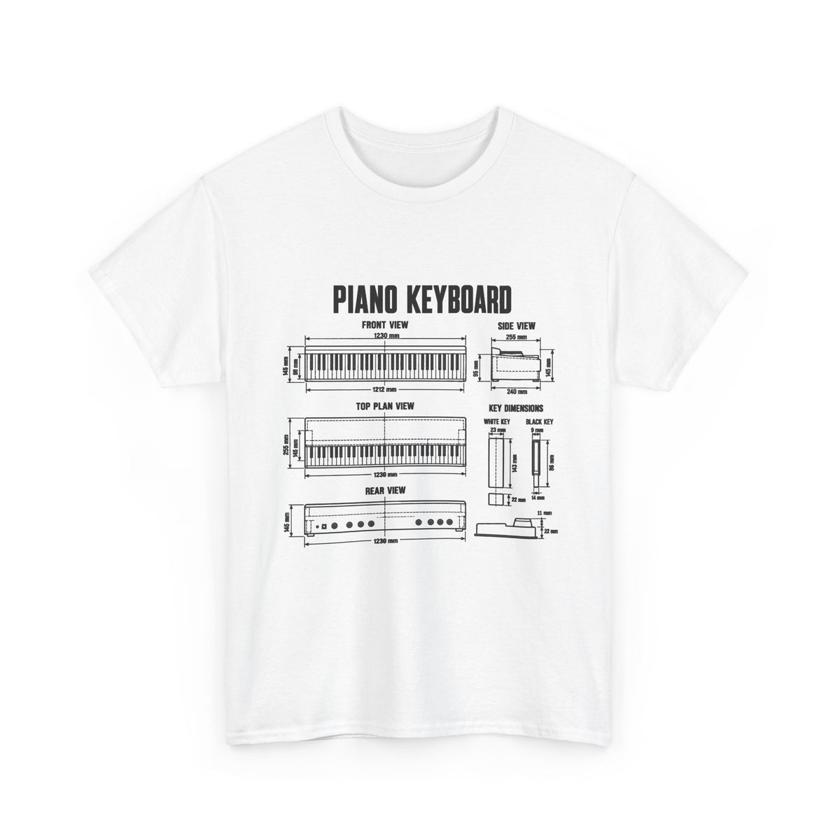 Piano Keyboard Blueprint T-Shirt