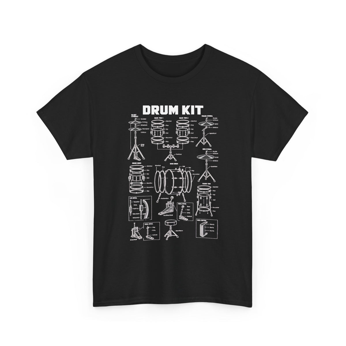 Drum Kit Blueprint T-Shirt
