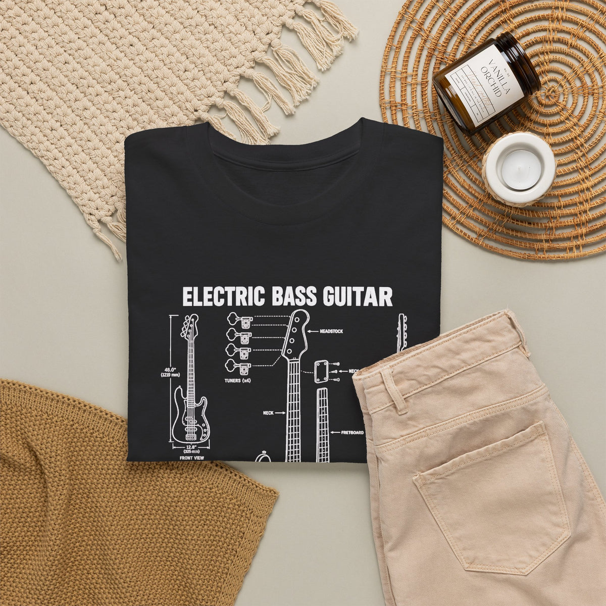 Electric Bass Guitar Blueprint T-Shirt