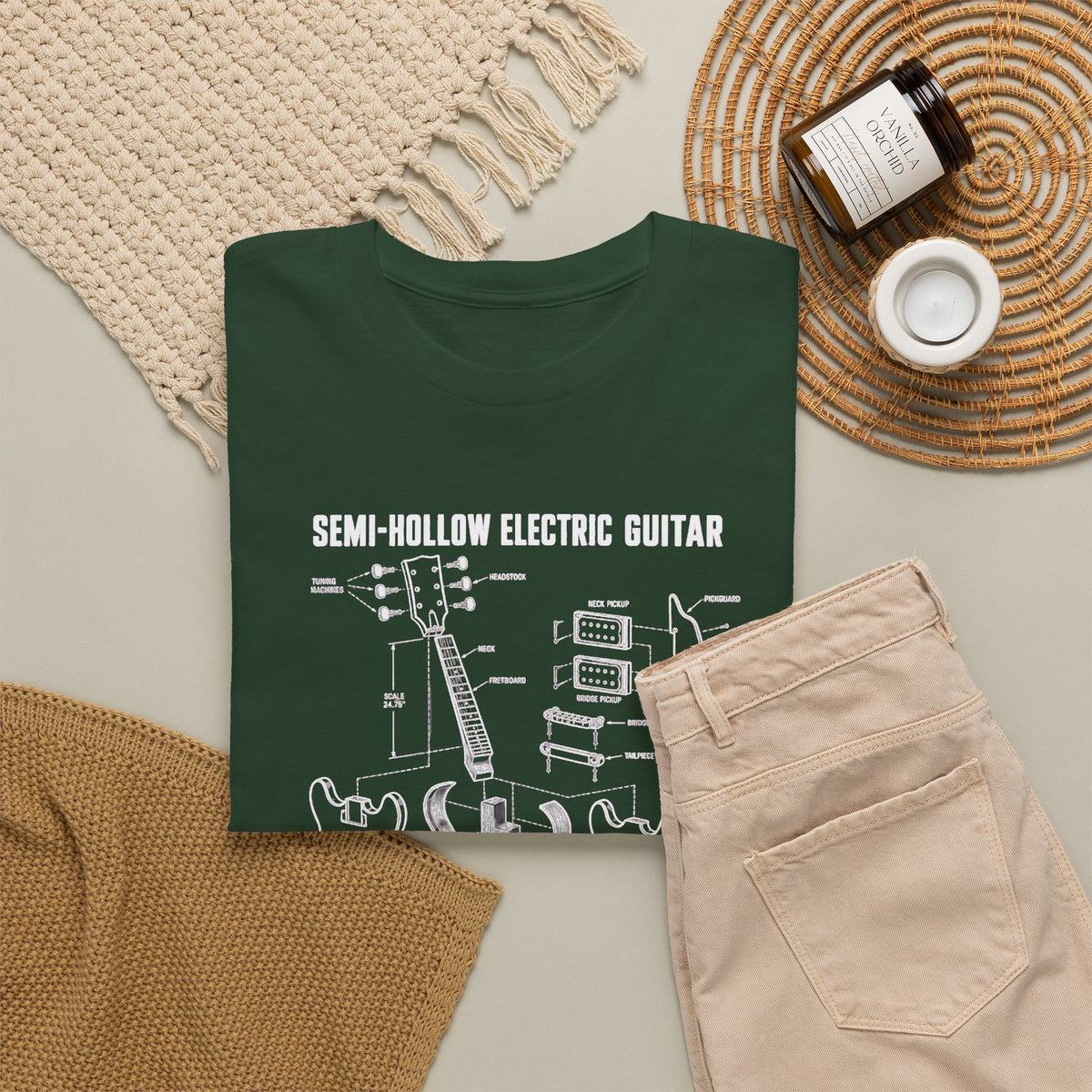 Baritone Electric Guitar Blueprint T-Shirt