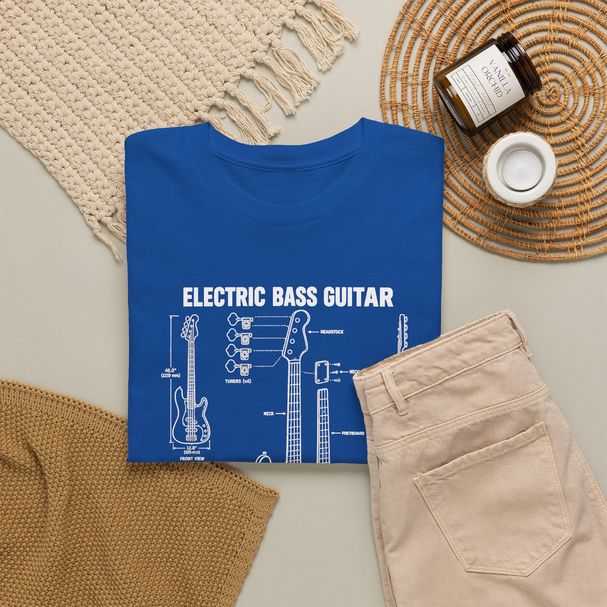 Electric Bass Guitar Blueprint T-Shirt