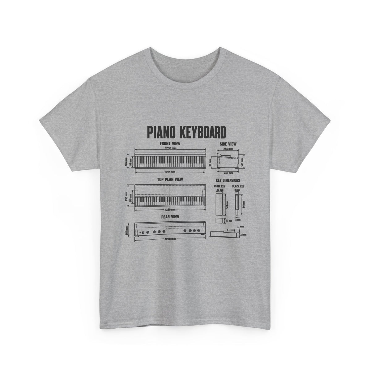 Piano Keyboard Blueprint T-Shirt