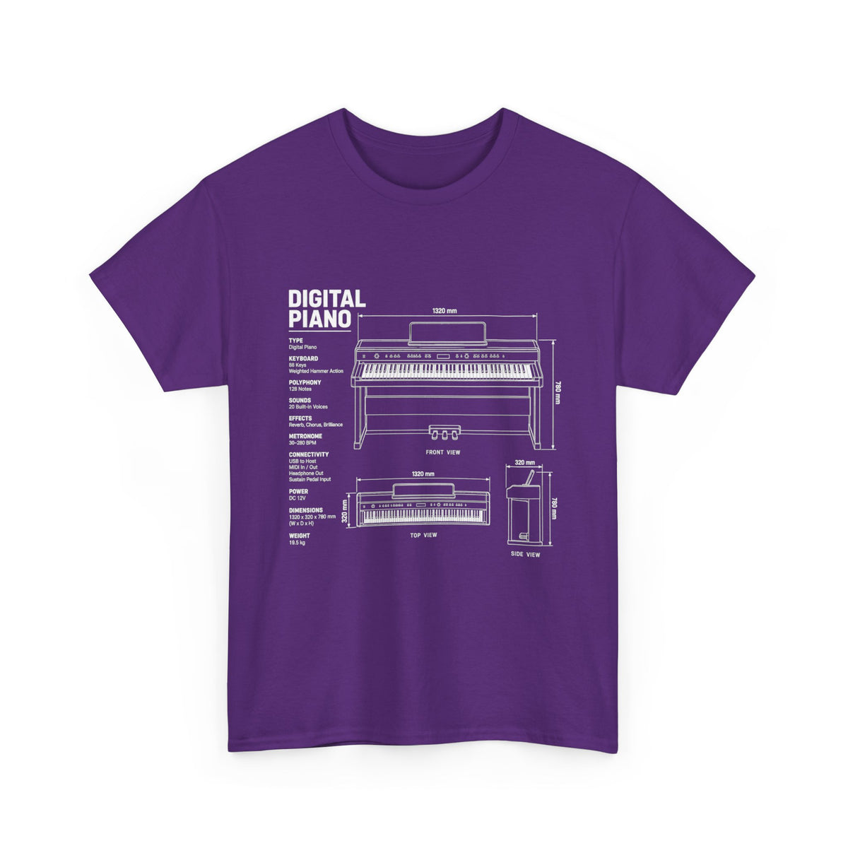 Digital Piano Blueprint T-Shirt