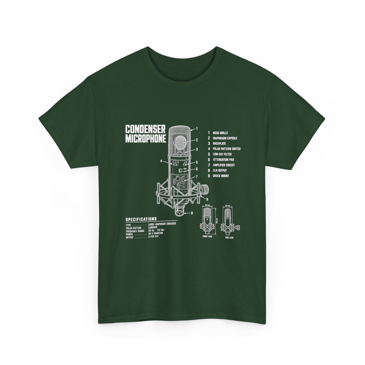 Condenser Microphone Blueprint T-Shirt