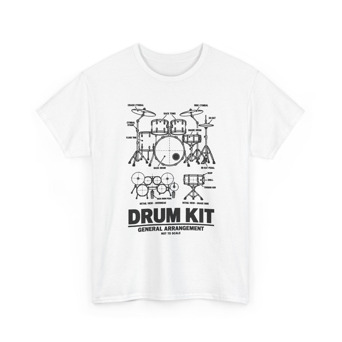 Drum Kit Blueprint T-Shirt