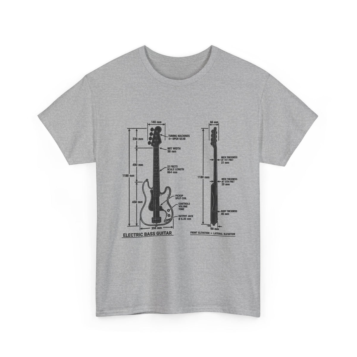 Electric Bass Guitar Blueprint T‑Shirt