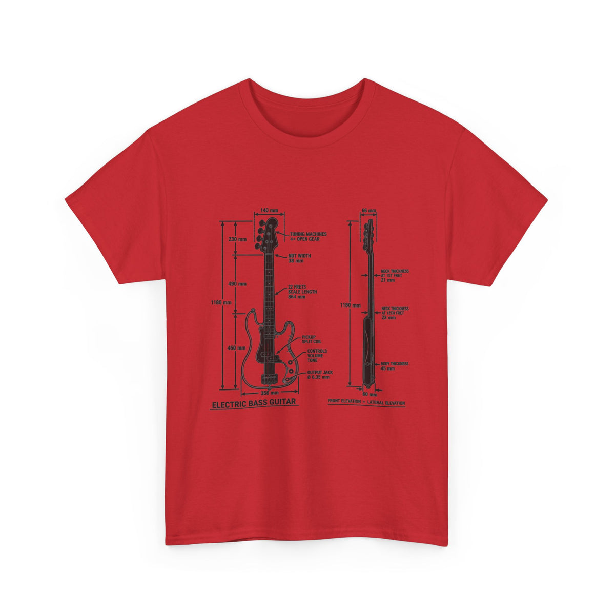 Electric Bass Guitar Blueprint T‑Shirt
