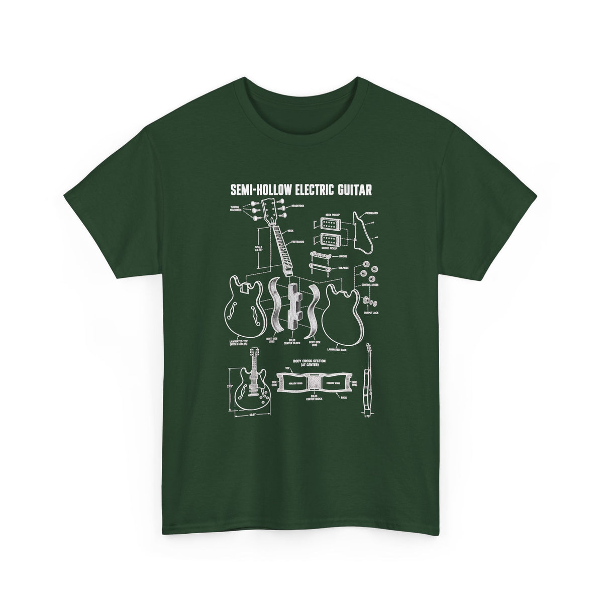 Baritone Electric Guitar Blueprint T-Shirt