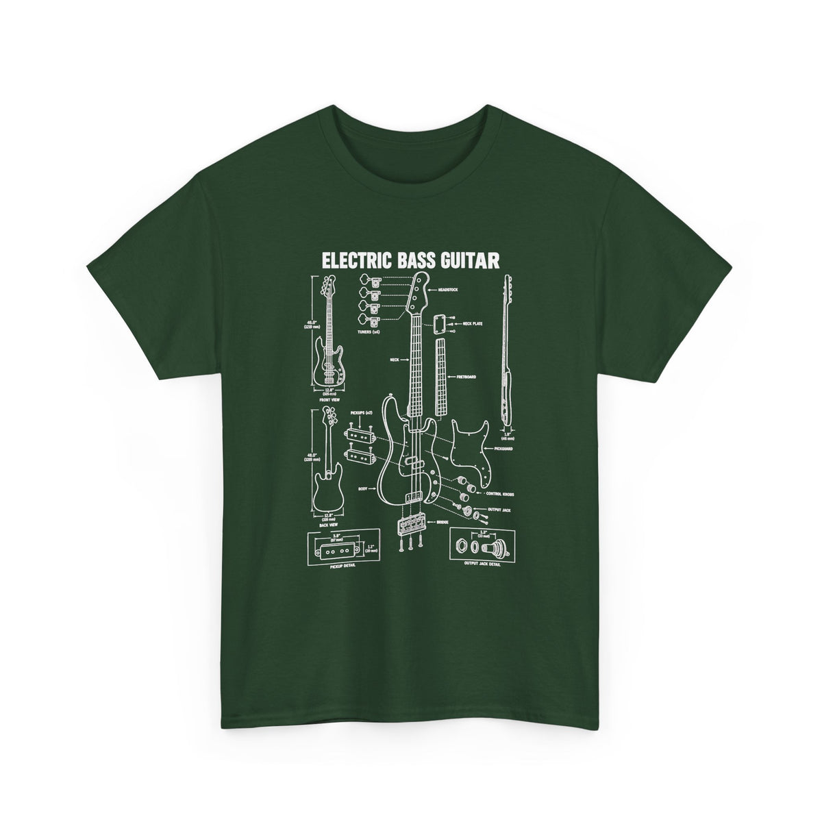 Electric Bass Guitar Blueprint T-Shirt