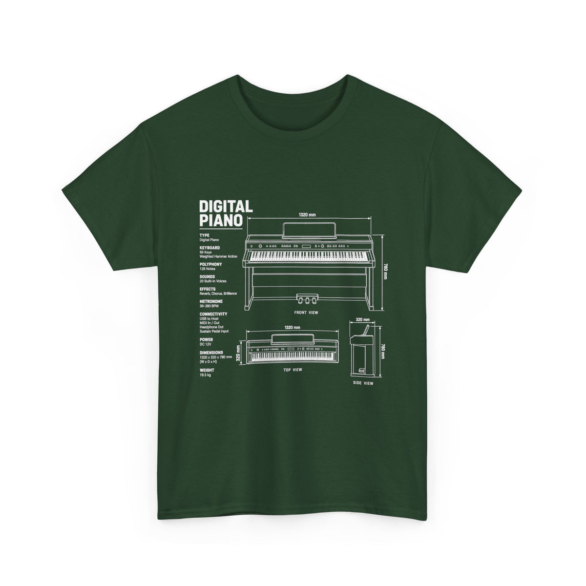 Digital Piano Blueprint T-Shirt