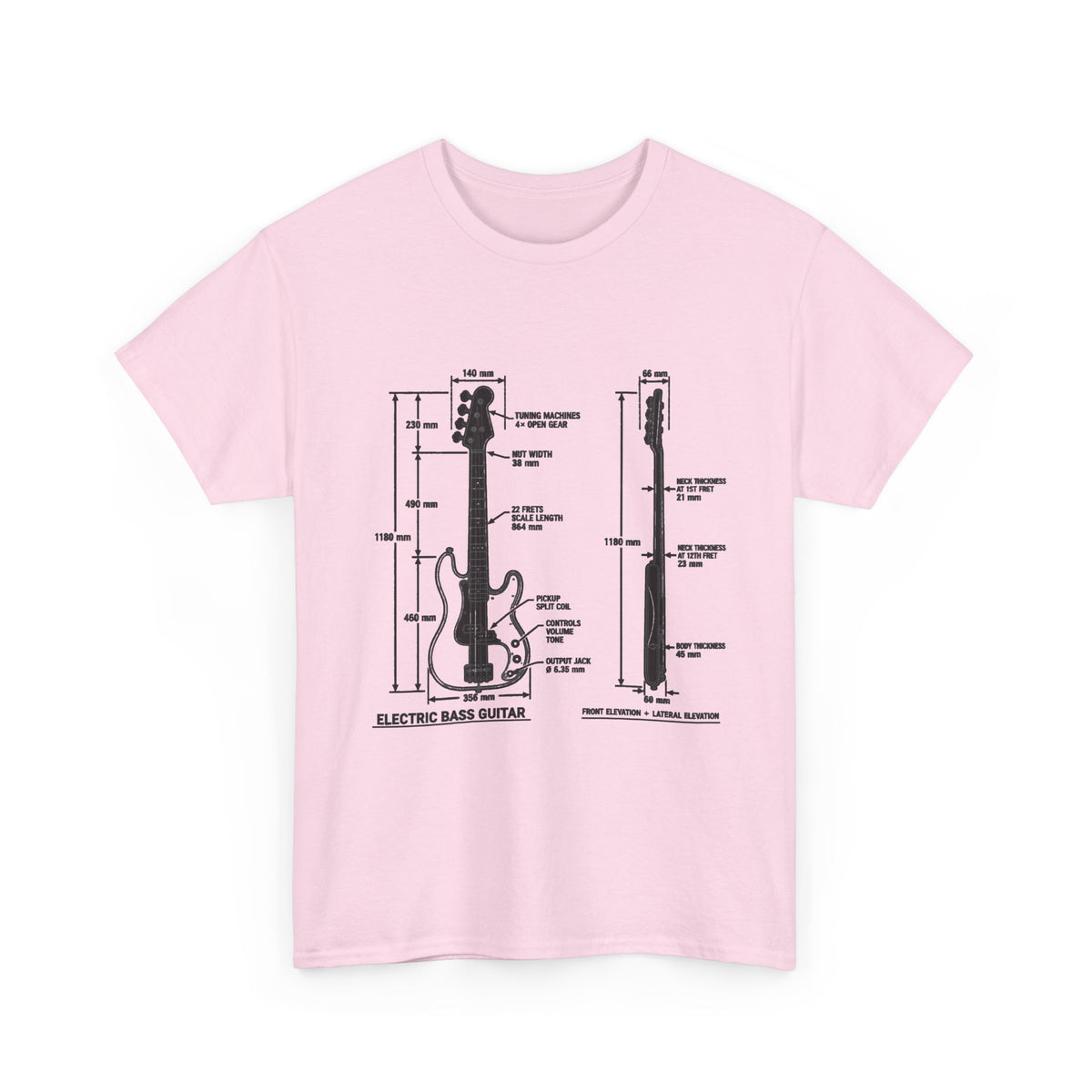 Electric Bass Guitar Blueprint T‑Shirt