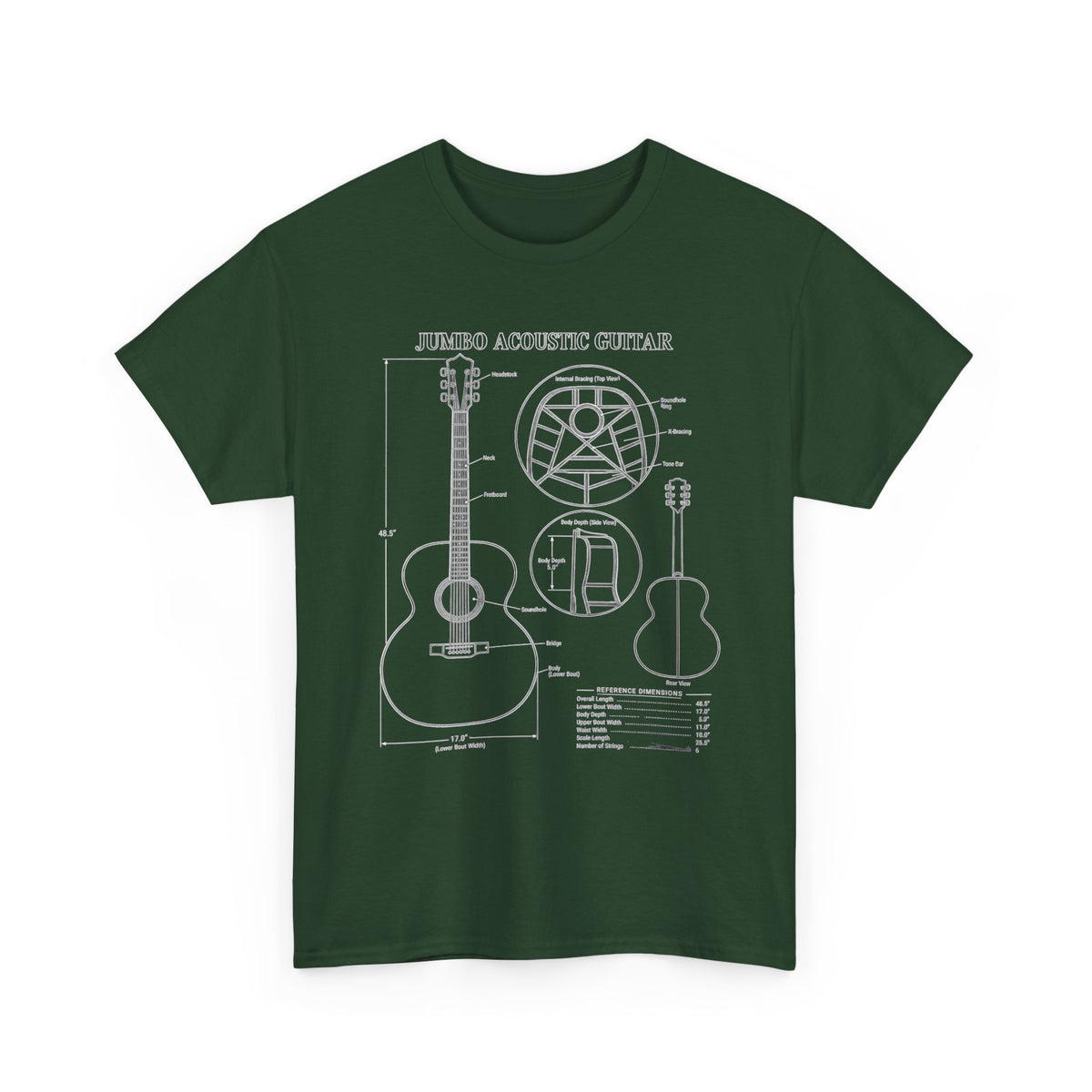 Jumbo Acoustic Guitar Blueprint T-Shirt