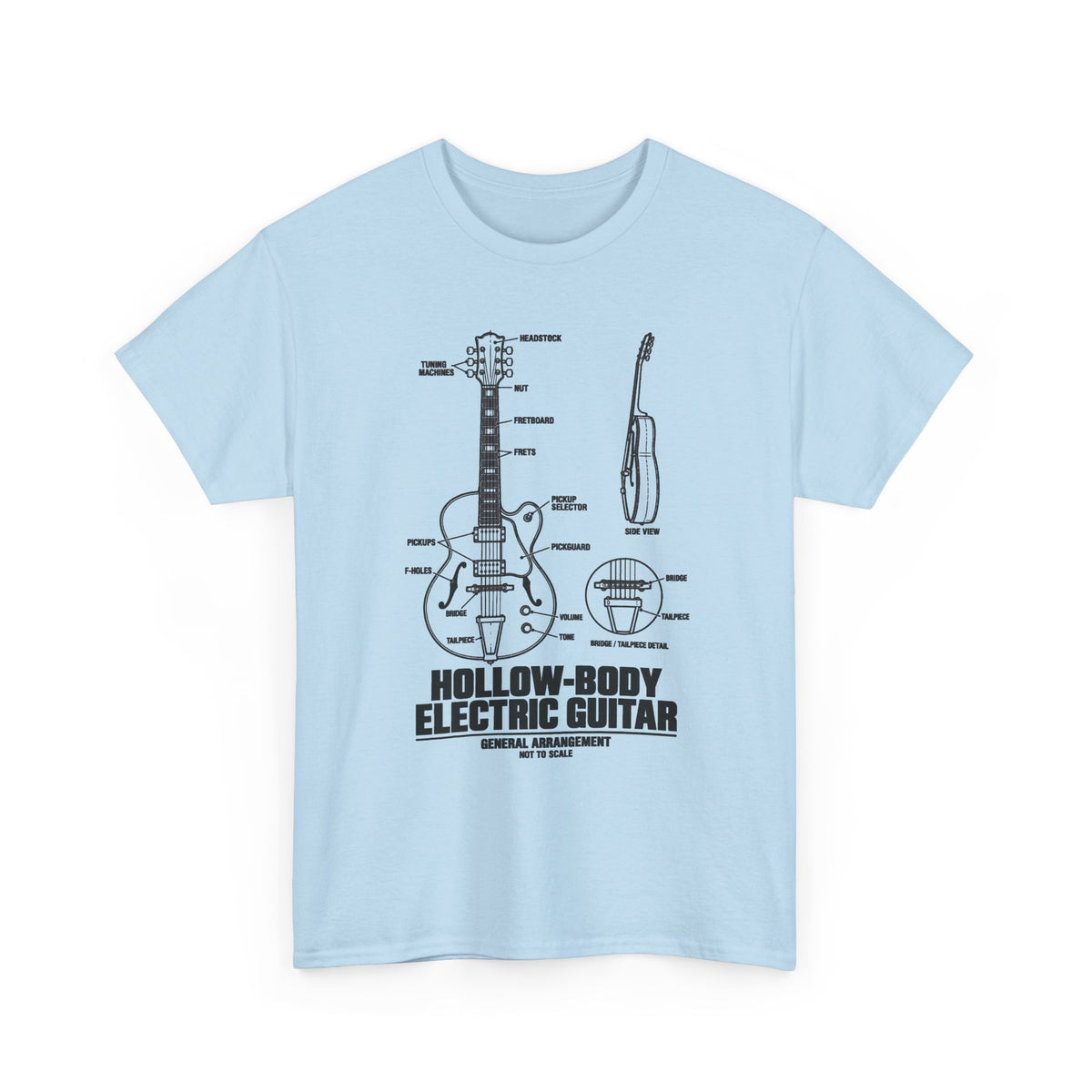 Hollow-Body Electric Guitar Blueprint T-Shirt