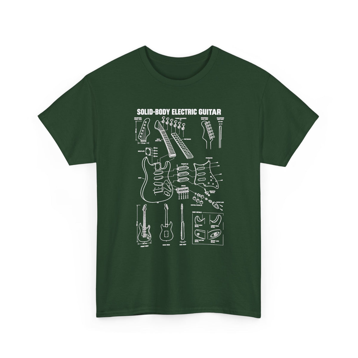 Solid-Body Electric Guitar Blueprint T-Shirt