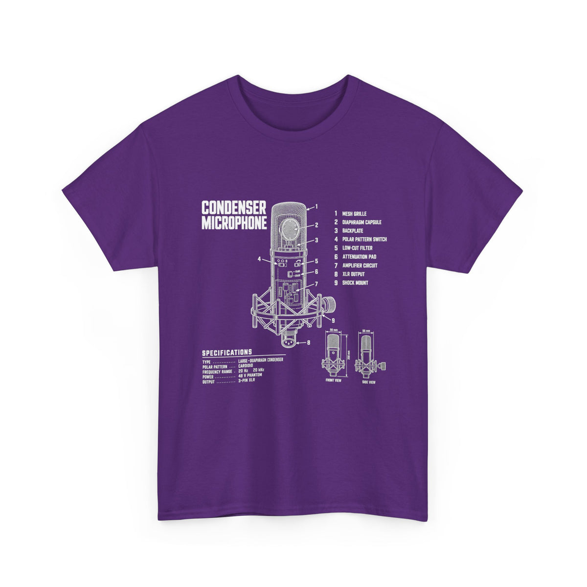 Condenser Microphone Blueprint T-Shirt