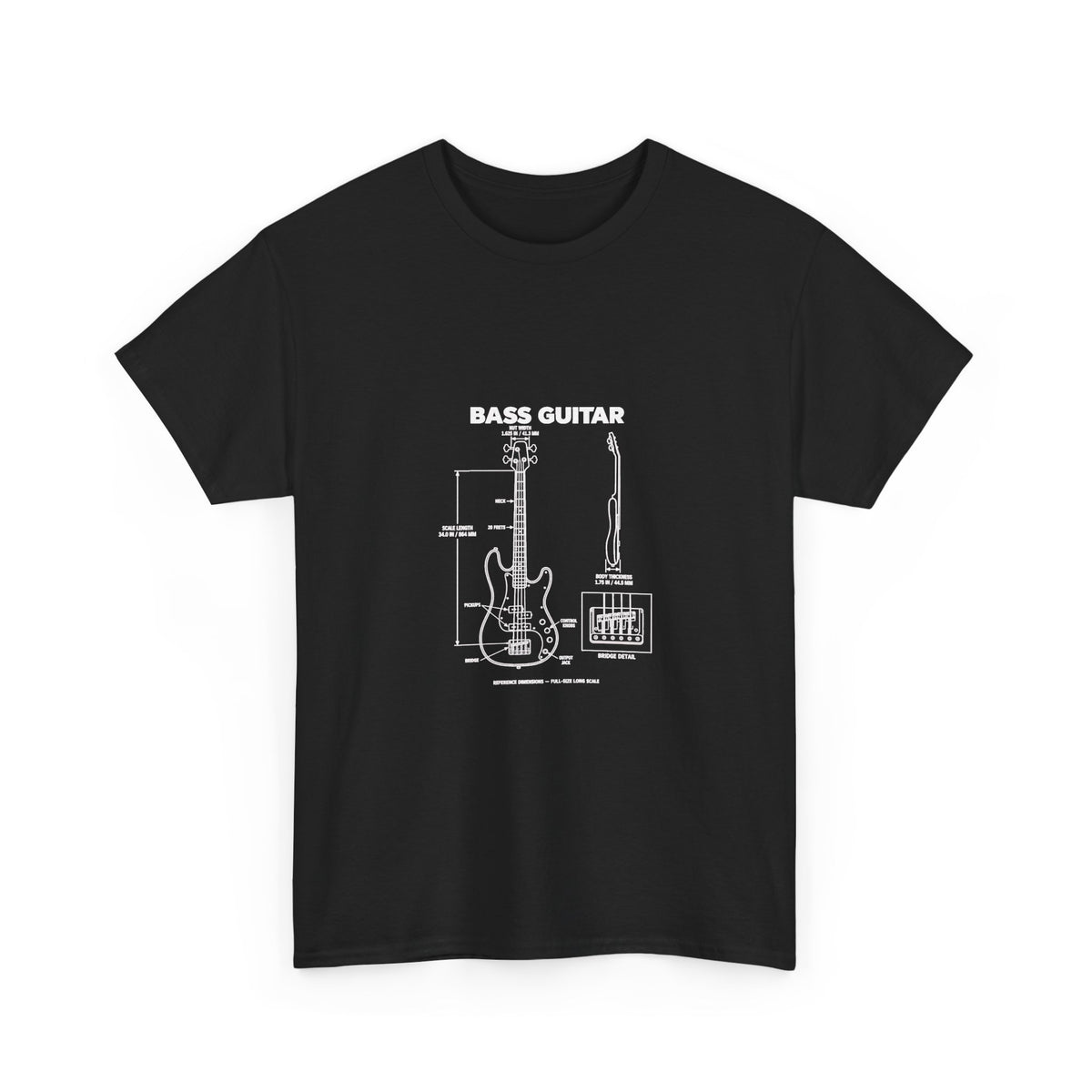 Bass Guitar Blueprint  T-Shirt