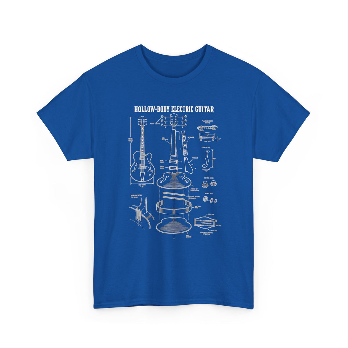 Hollow-Body Electric Guitar Blueprint T‑Shirt