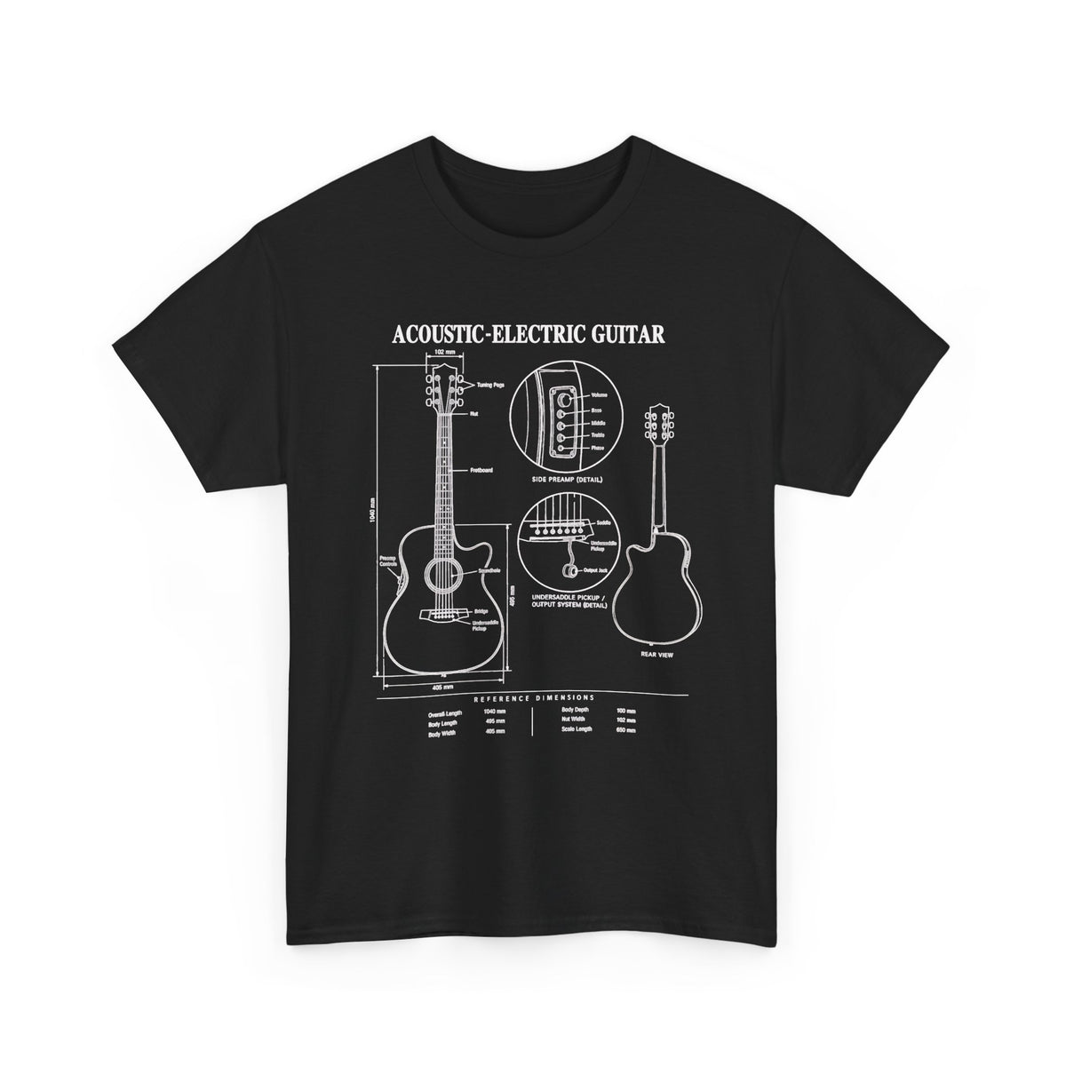 Acoustic-Electric Guitar Blueprint T-Shirt
