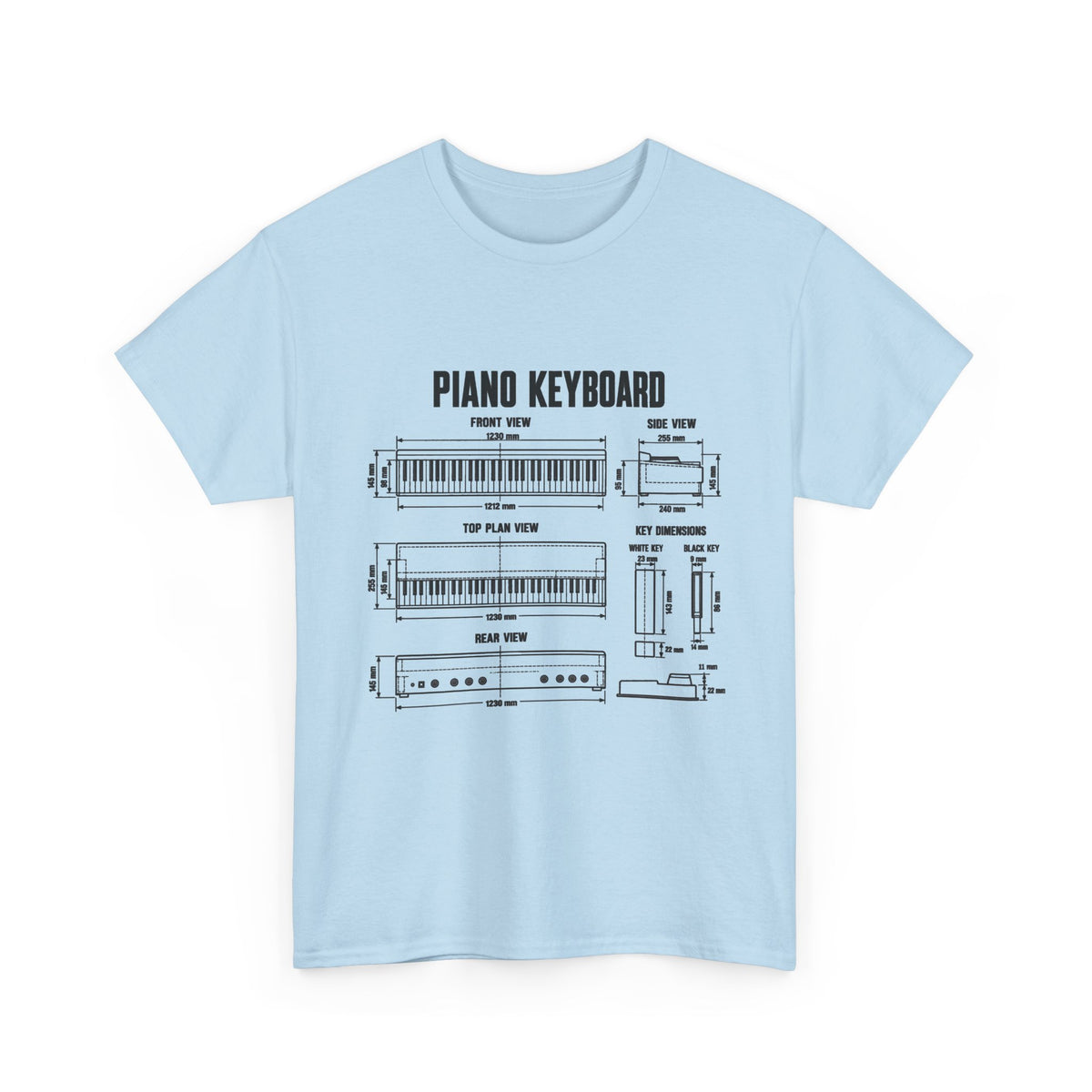 Piano Keyboard Blueprint T-Shirt
