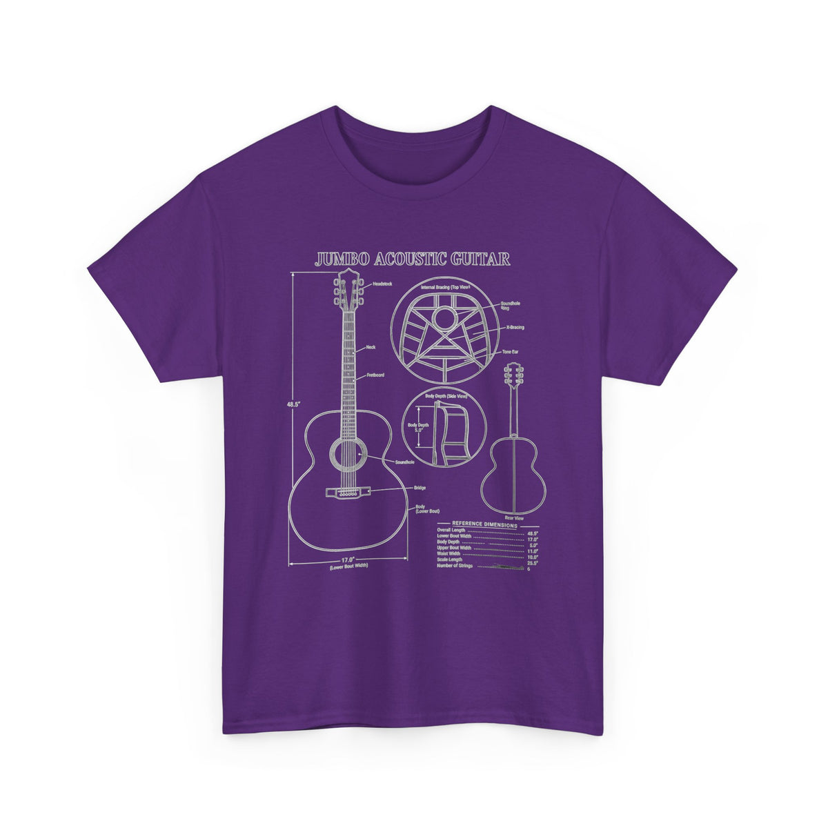 Jumbo Acoustic Guitar Blueprint T-Shirt