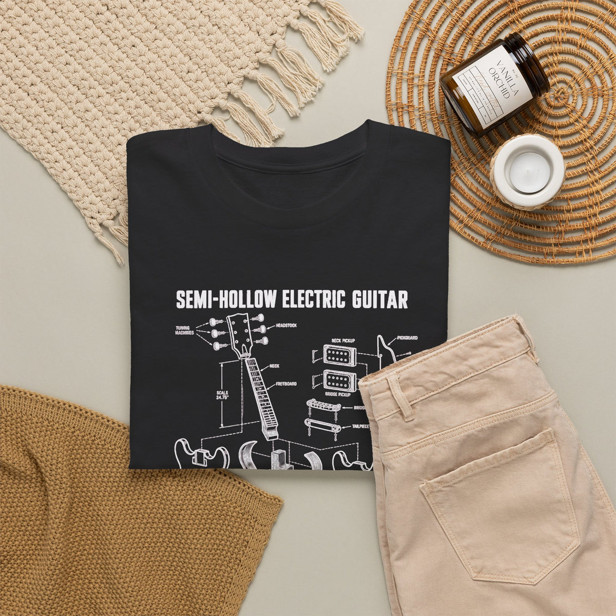 Baritone Electric Guitar Blueprint T-Shirt