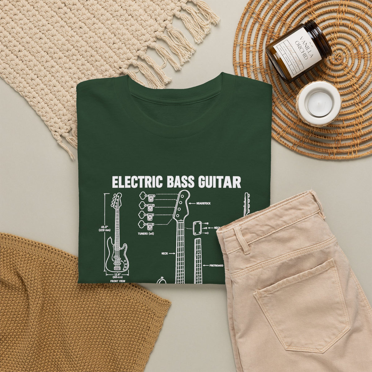 Electric Bass Guitar Blueprint T-Shirt