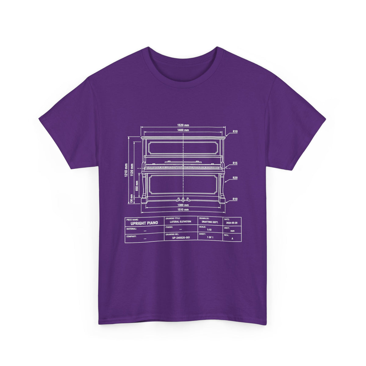 Upright Piano Blueprint T-Shirt
