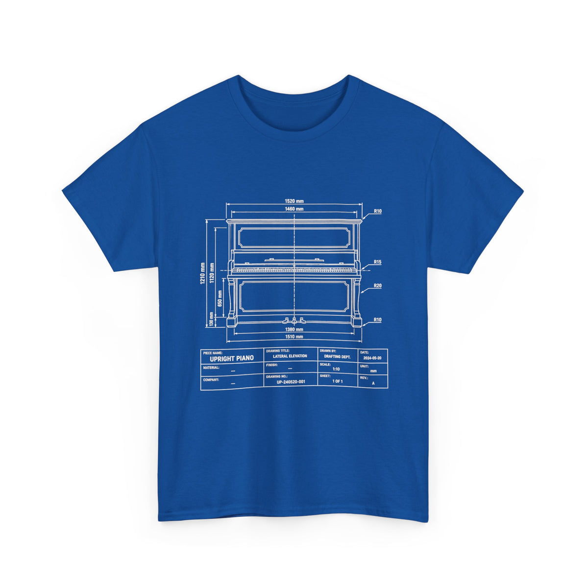 Upright Piano Blueprint T-Shirt