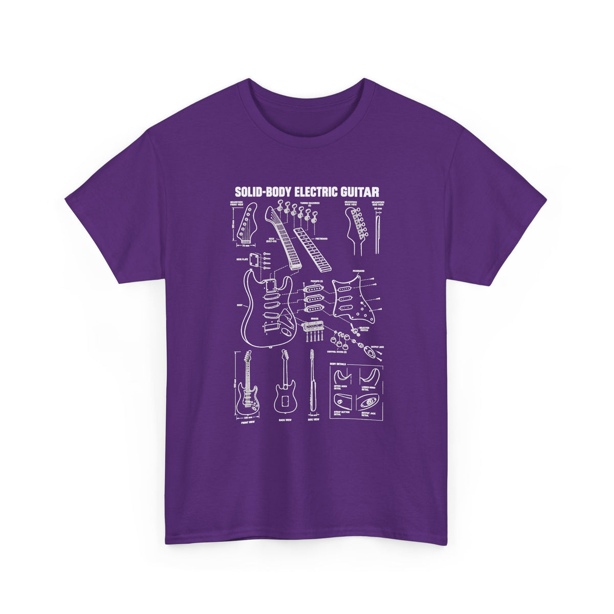 Solid-Body Electric Guitar Blueprint T-Shirt