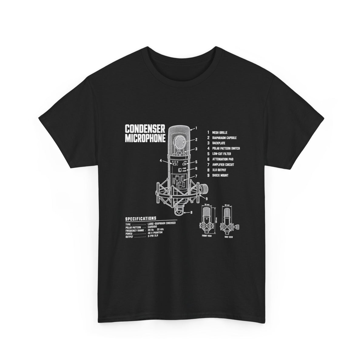 Condenser Microphone Blueprint T-Shirt