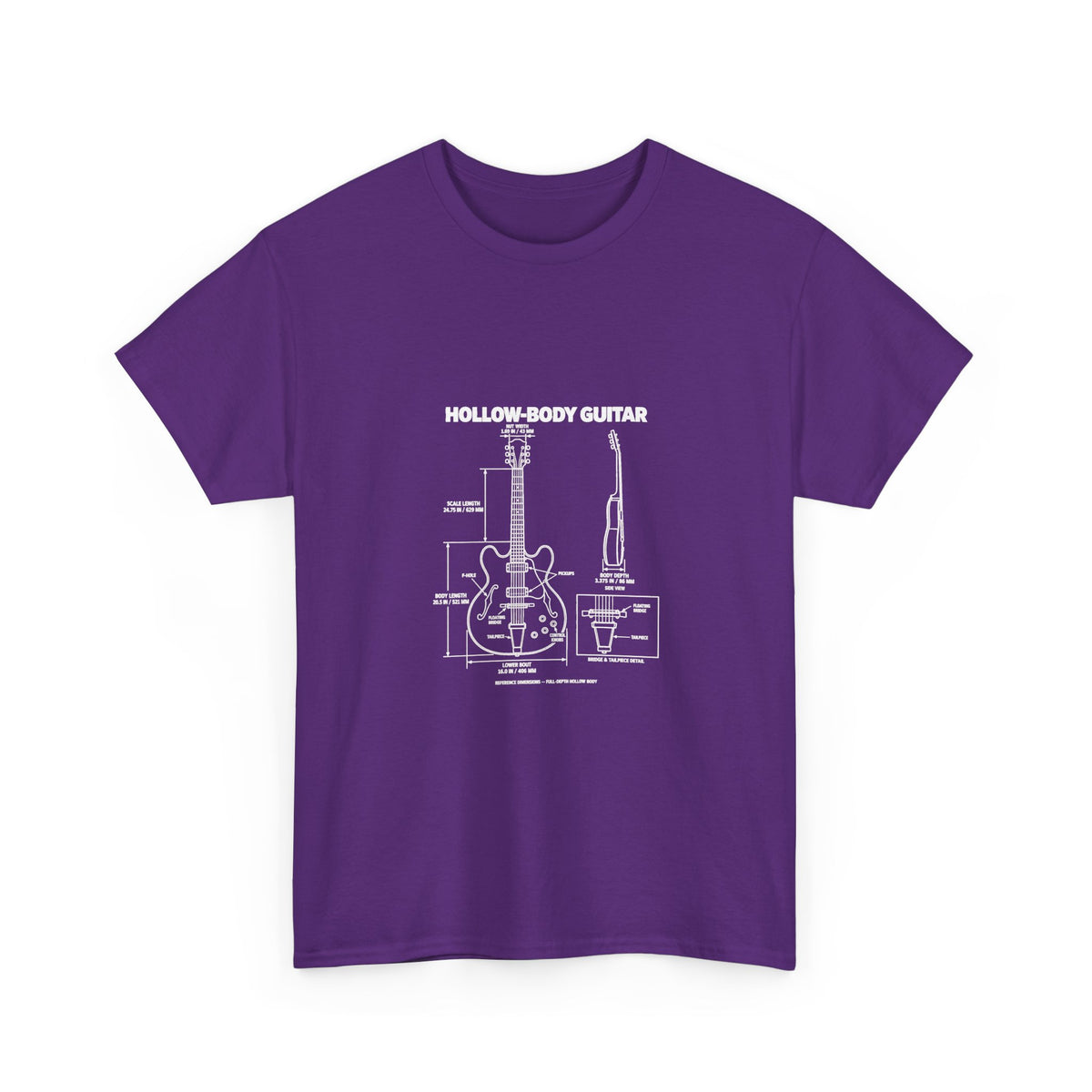Hollow Body Guitar Blueprint T‑Shirt