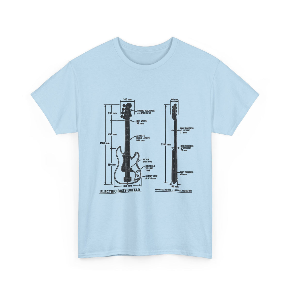 Electric Bass Guitar Blueprint T‑Shirt