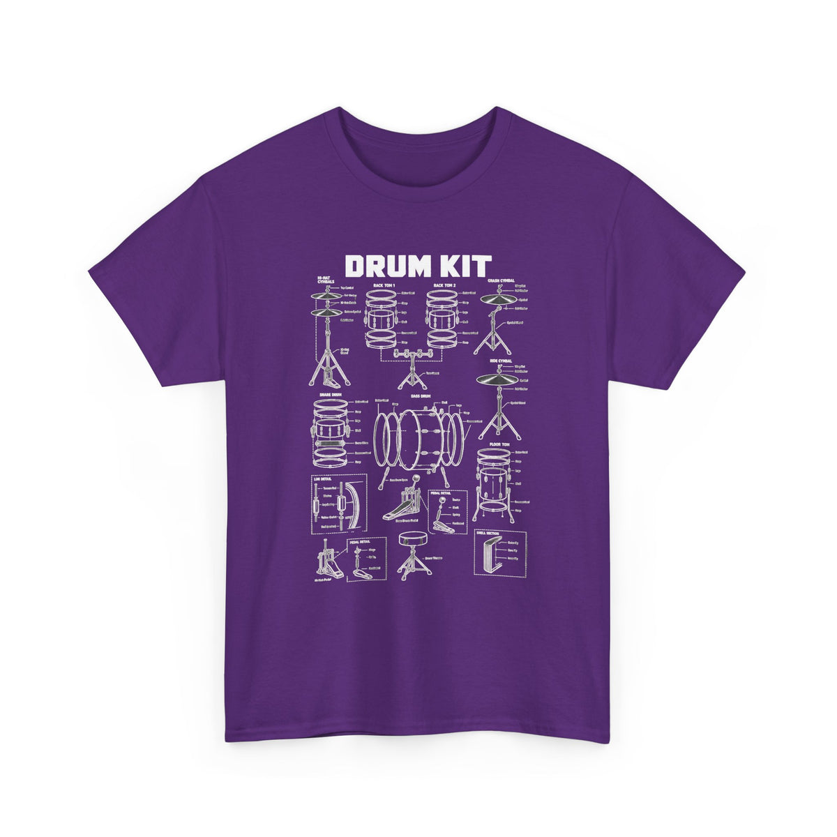 Drum Kit Blueprint T-Shirt