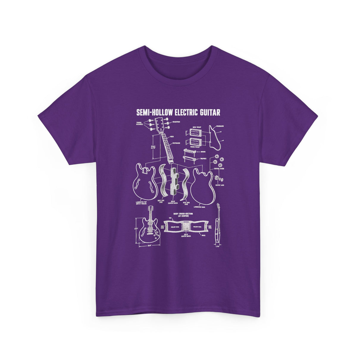 Baritone Electric Guitar Blueprint T-Shirt