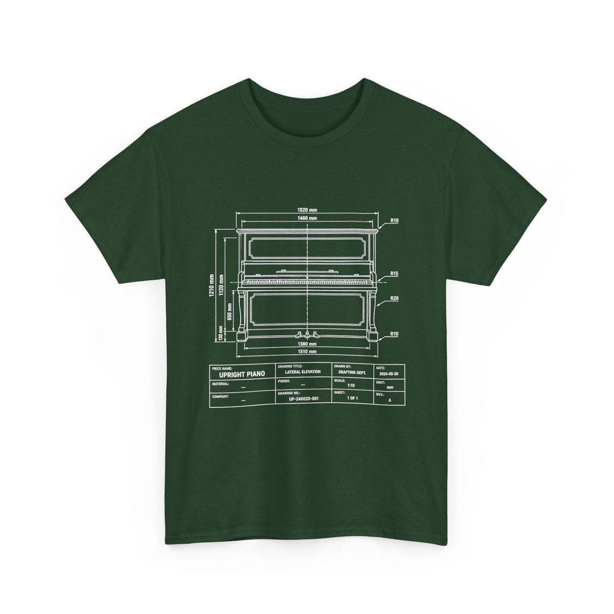 Upright Piano Blueprint T-Shirt