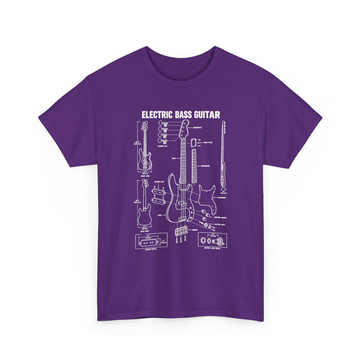 Electric Bass Guitar Blueprint T-Shirt