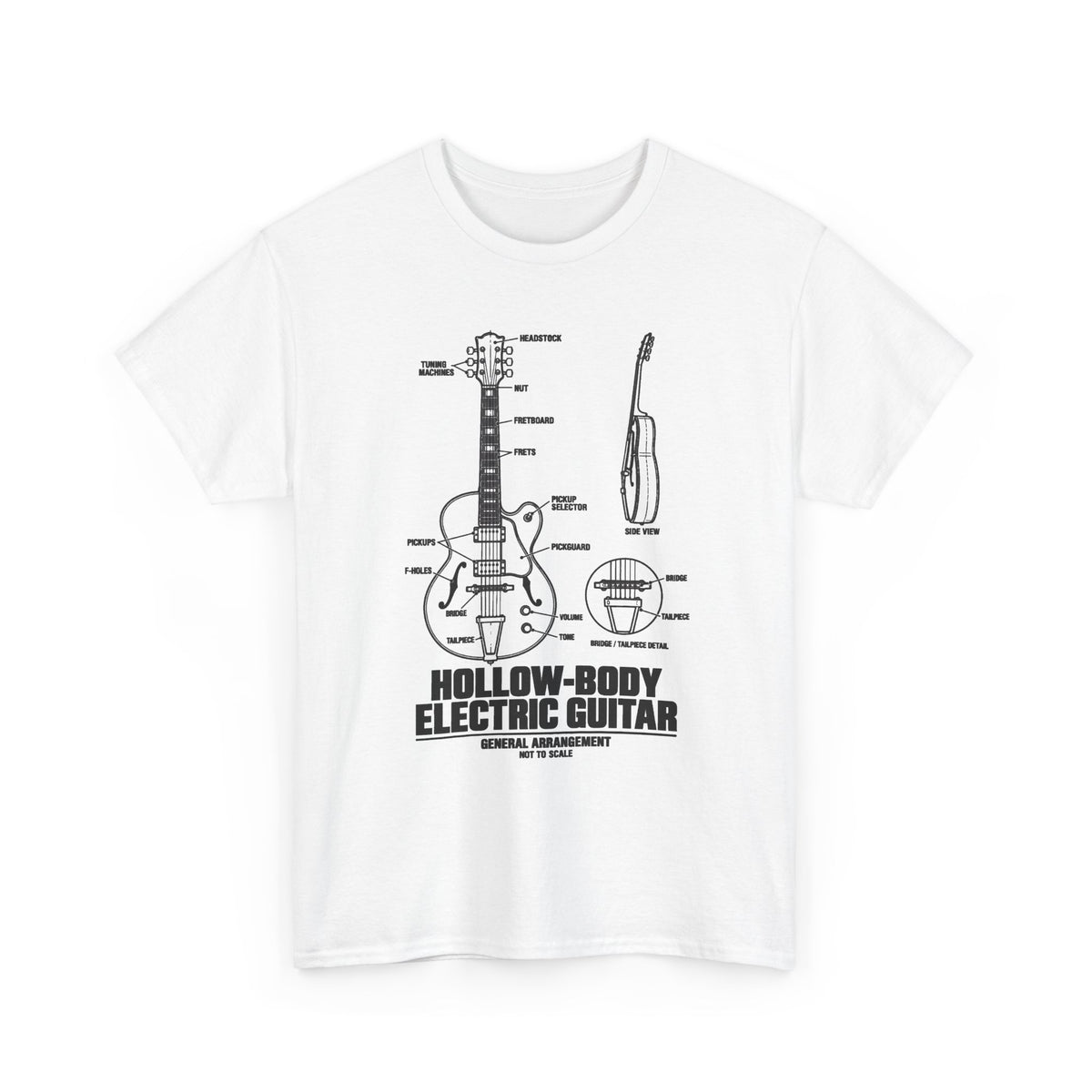Hollow-Body Electric Guitar Blueprint T-Shirt