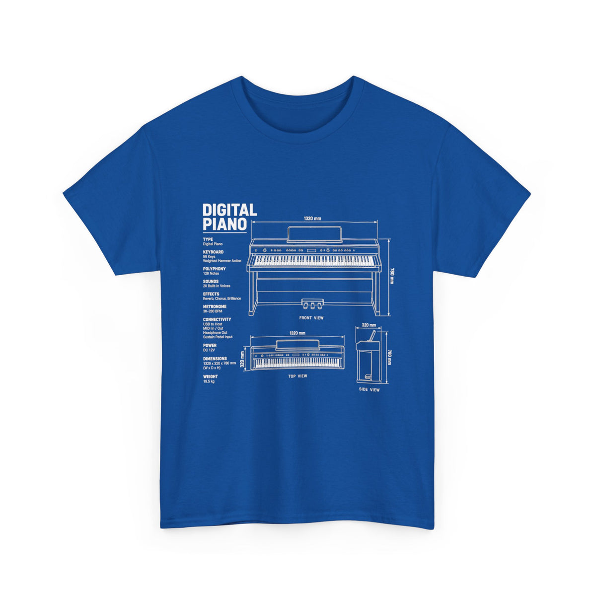 Digital Piano Blueprint T-Shirt
