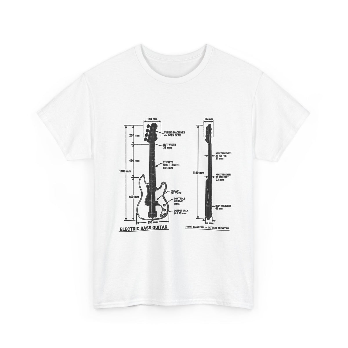 Electric Bass Guitar Blueprint T‑Shirt