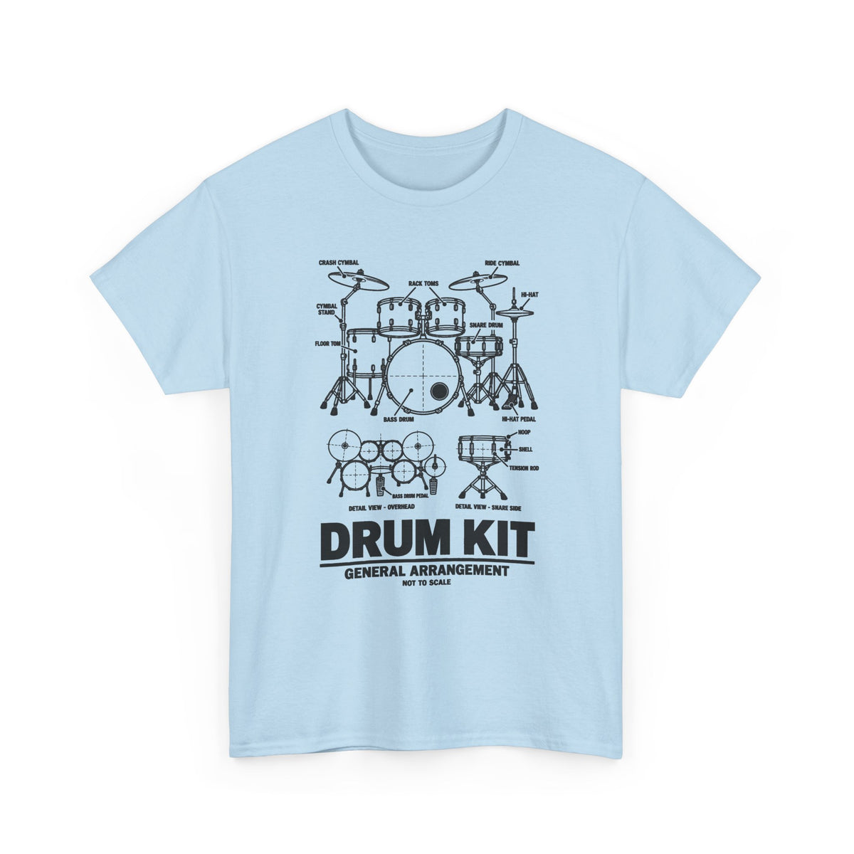 Drum Kit Blueprint T-Shirt