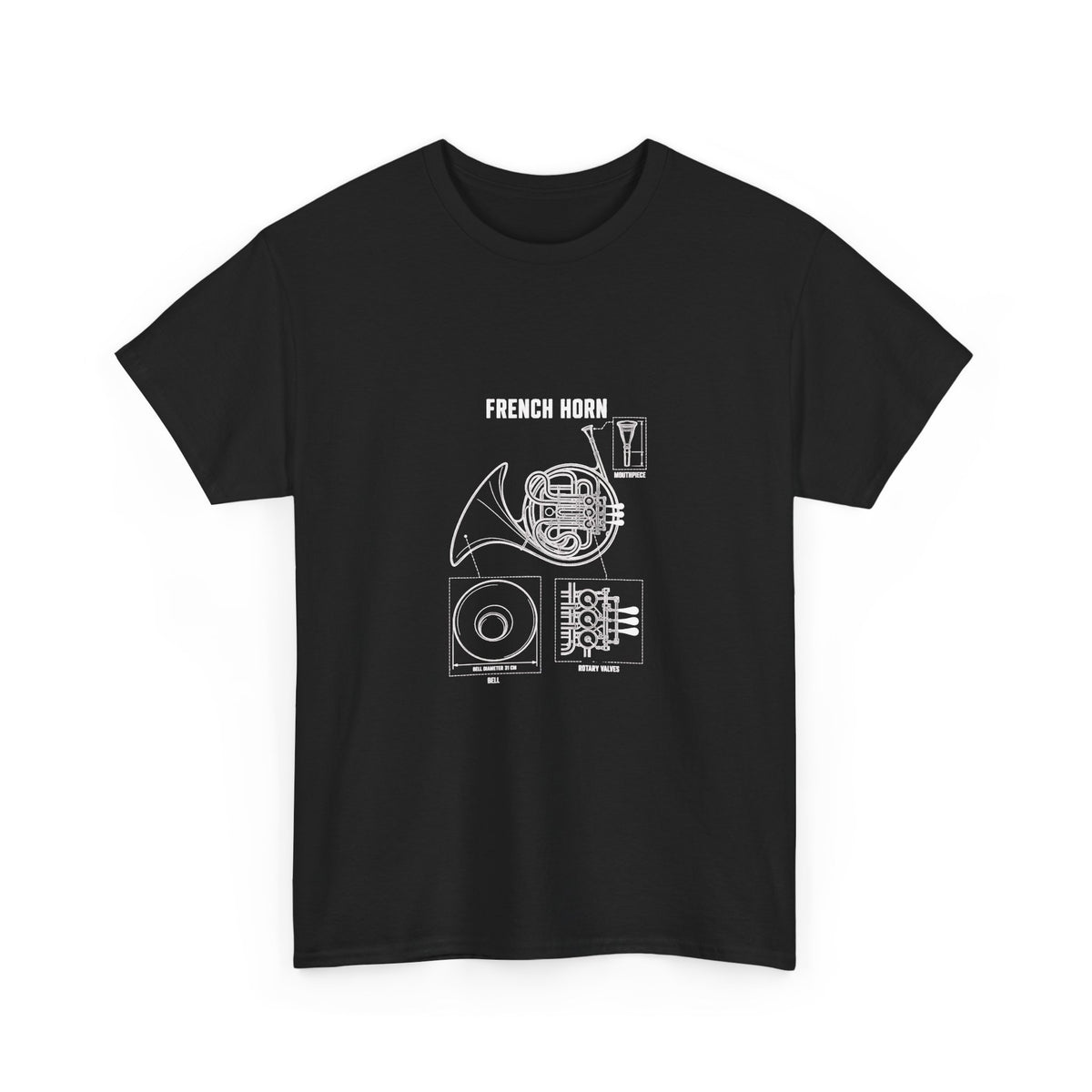 French Horn Blueprint T-Shirt