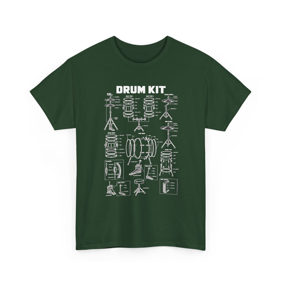 Drum Kit Blueprint T-Shirt