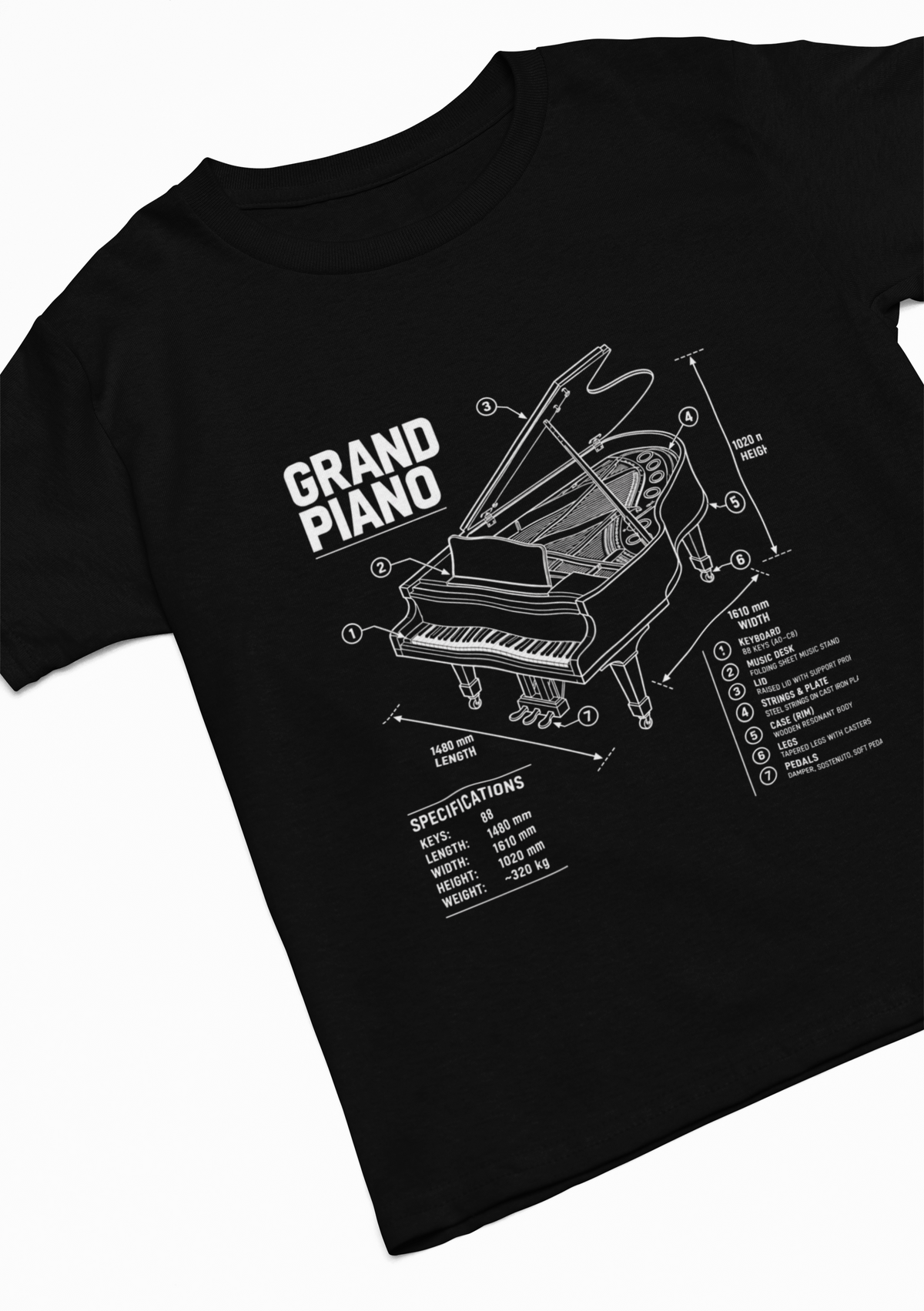 Grand Piano Blueprint T-Shirt