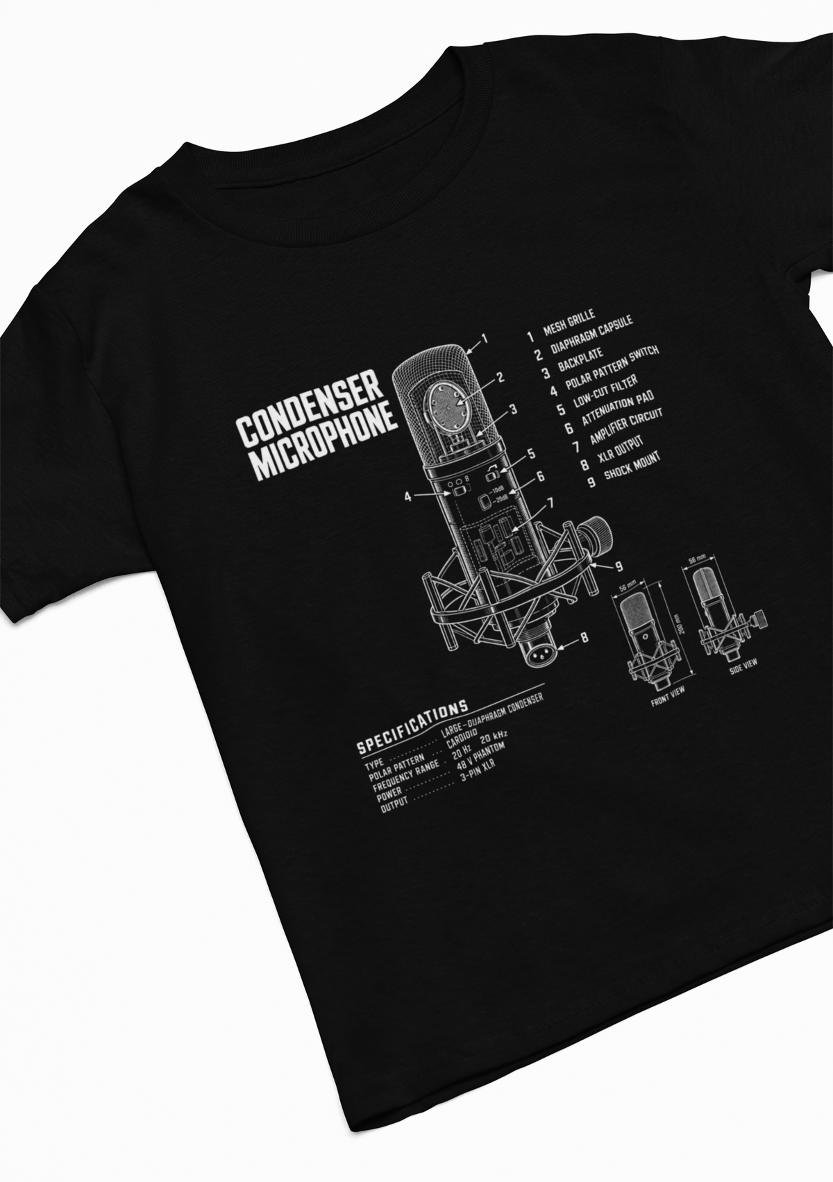 Condenser Microphone Blueprint T-Shirt