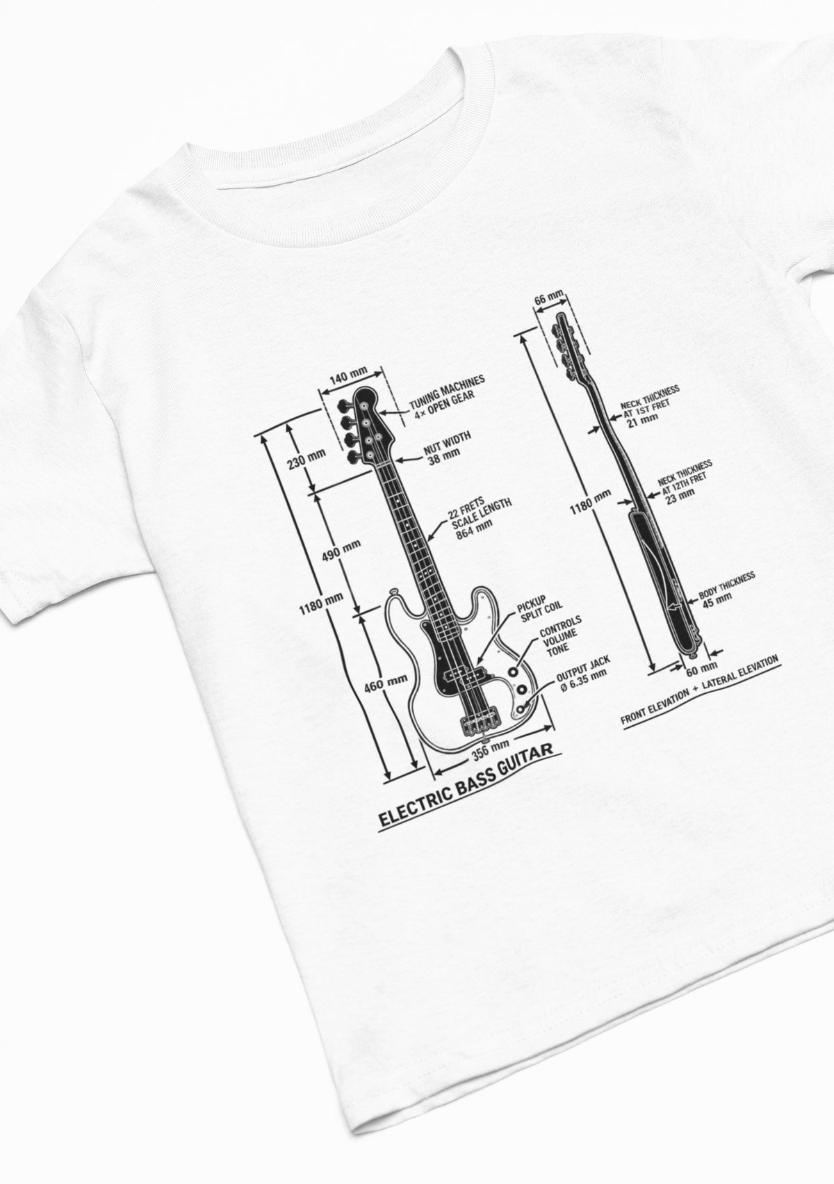 Electric Bass Guitar Blueprint T‑Shirt