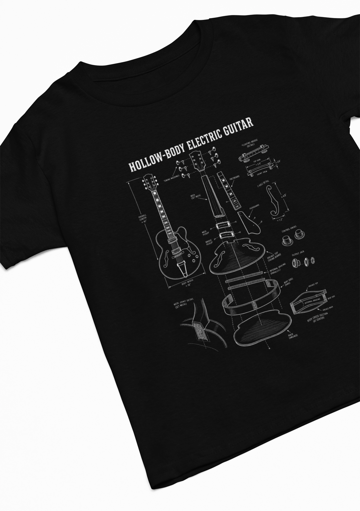 Hollow-Body Electric Guitar Blueprint T‑Shirt
